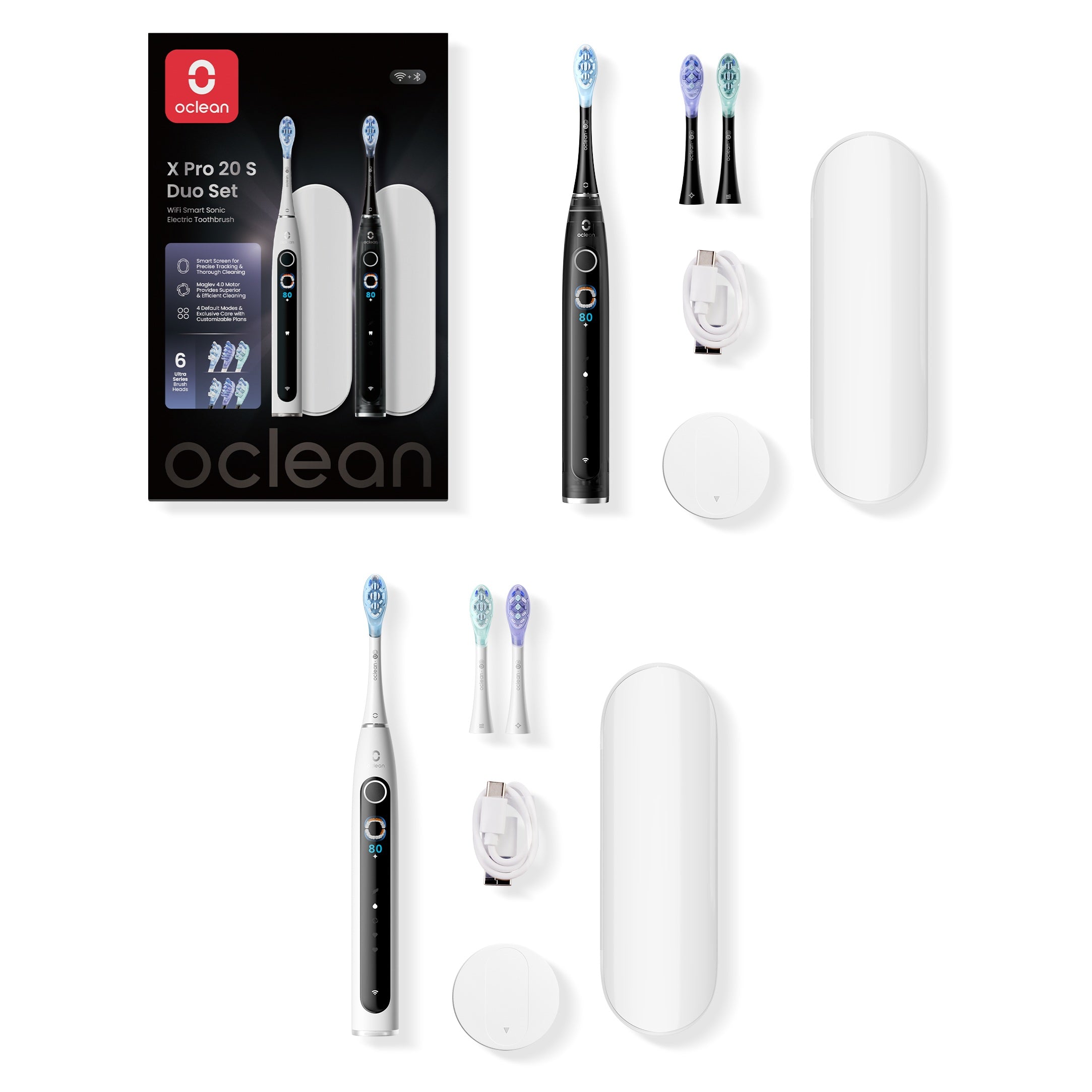 Oclean X Pro 20 Set Duo Set, valkoinen ja musta