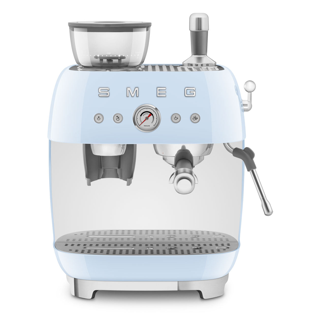 Smeg EGF03PBEU espressokeitin myllyllä pastellinsininen