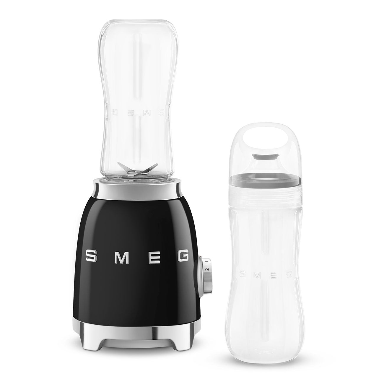Smeg PBF01BLEU pieni tehosekoitin 2 x 600ml pullolla musta