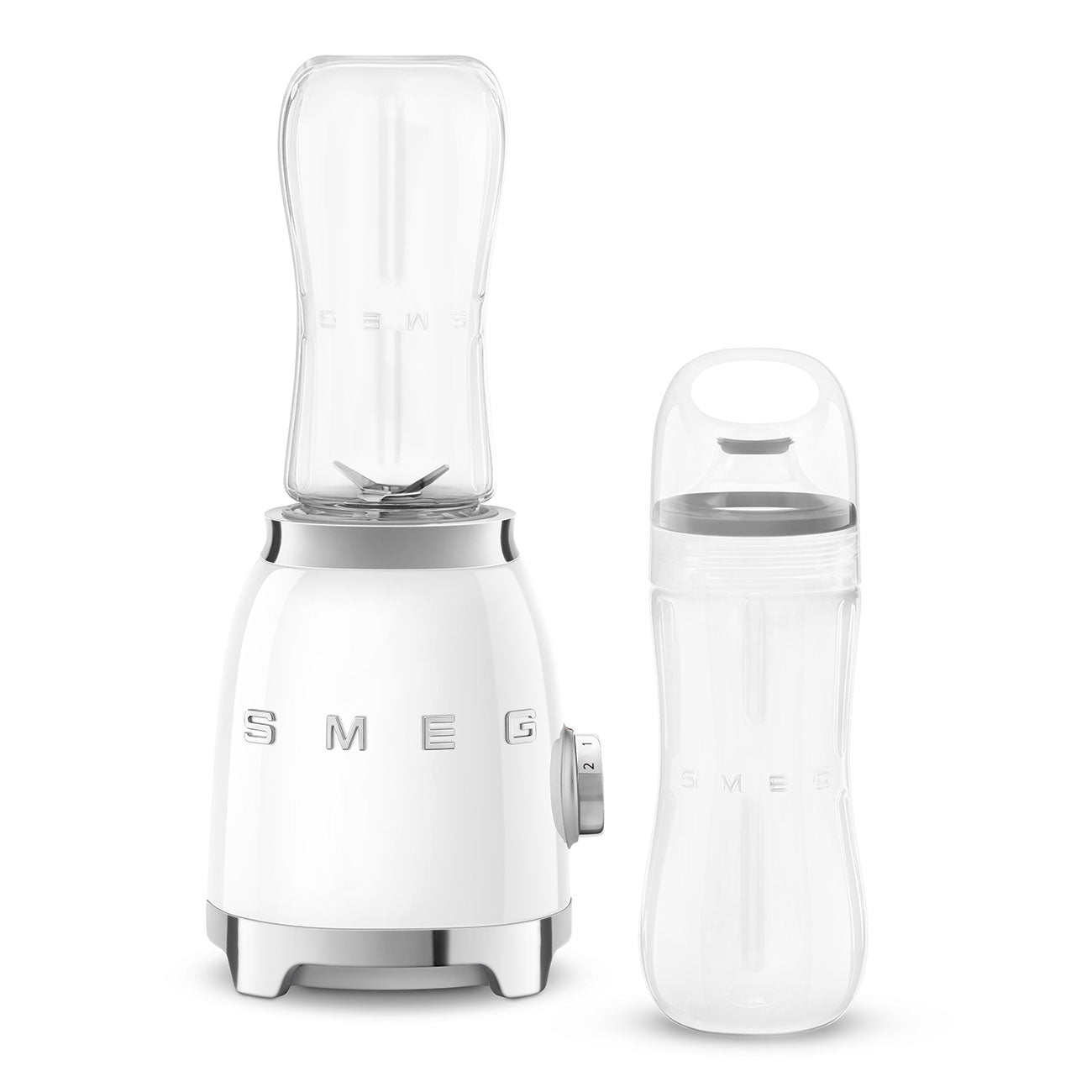 Smeg PBF01WHEU pieni tehosekoitin 2 x 600ml pullolla valkoinen