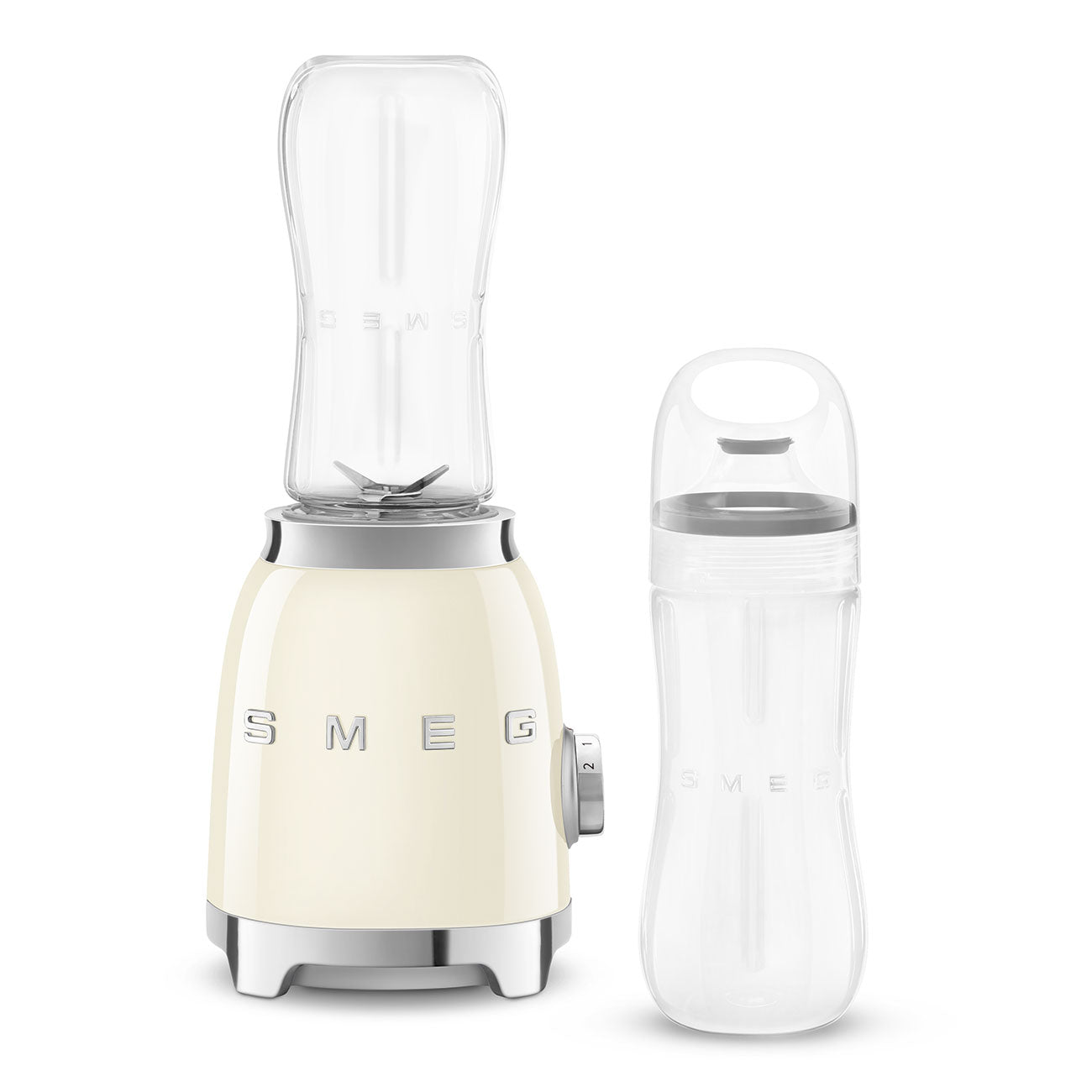 Smeg PBF01CREU pieni tehosekoitin 2 x 600ml pullolla kermanvärinen