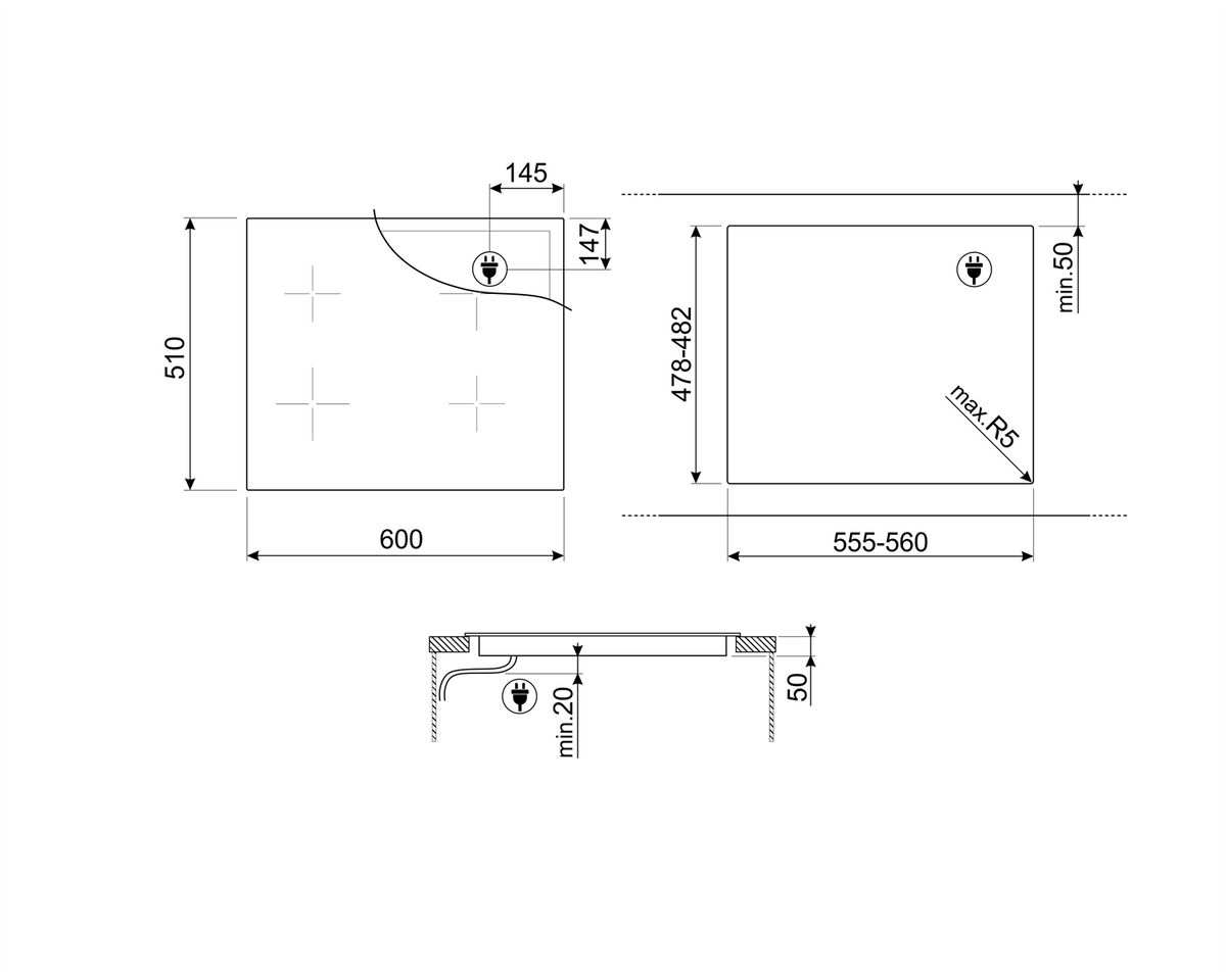 Smeg SIB2641D 60cm induktiotaso musta