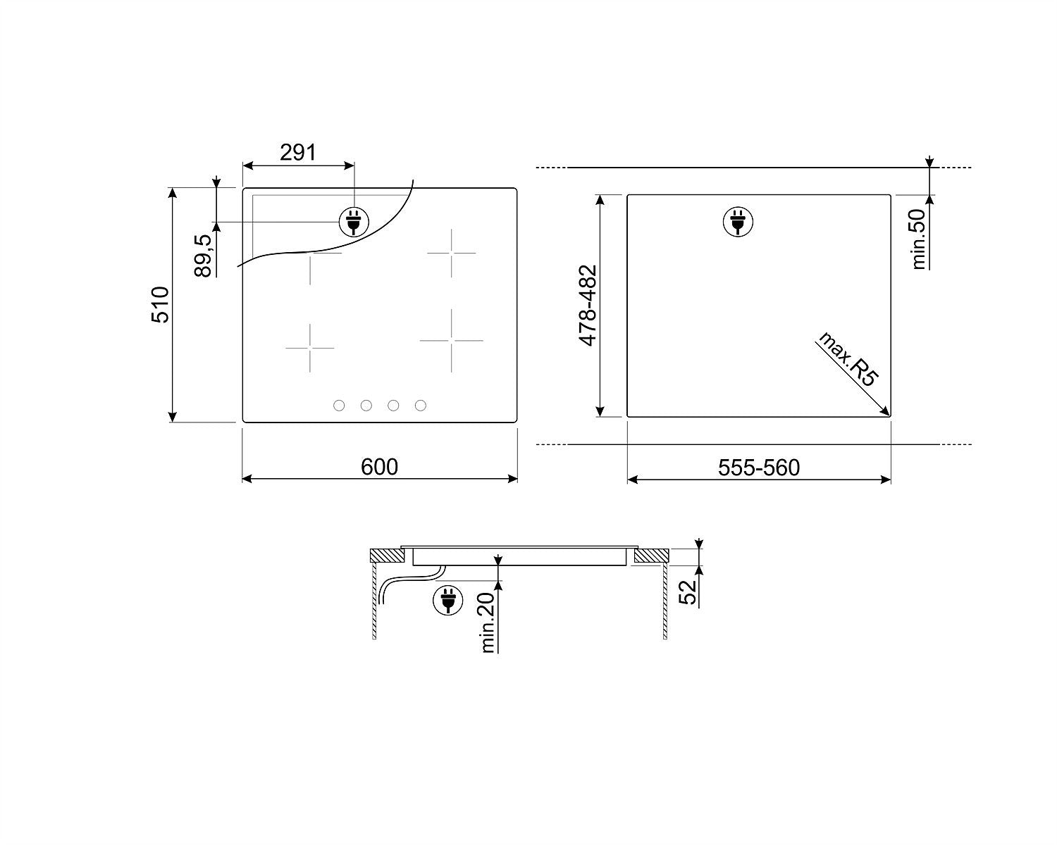 Smeg SI364BM 60cm induktiotaso musta
