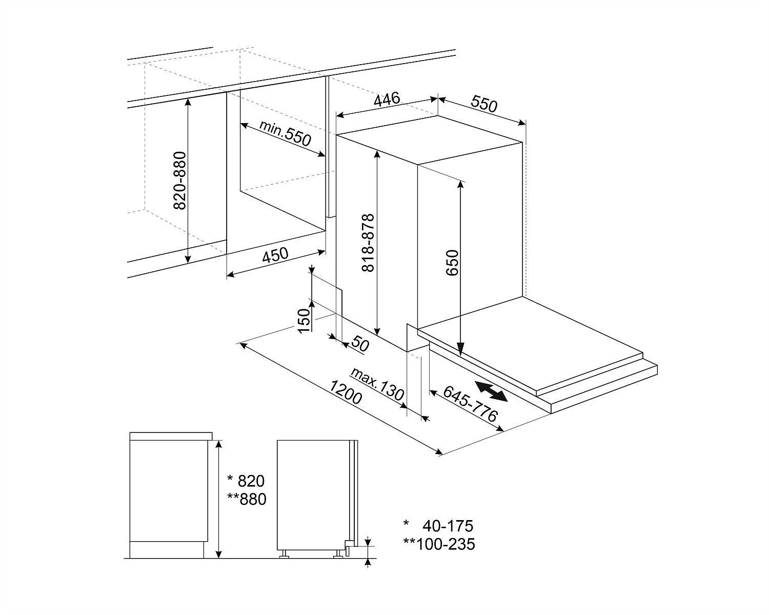 Smeg ST4533IN 45cm täysintegroitu tiskari